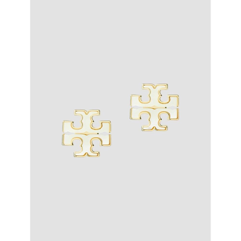Tory Burch Kira 18k Gold Plated Logo Stud Earrings / NWT & Dustbag Included